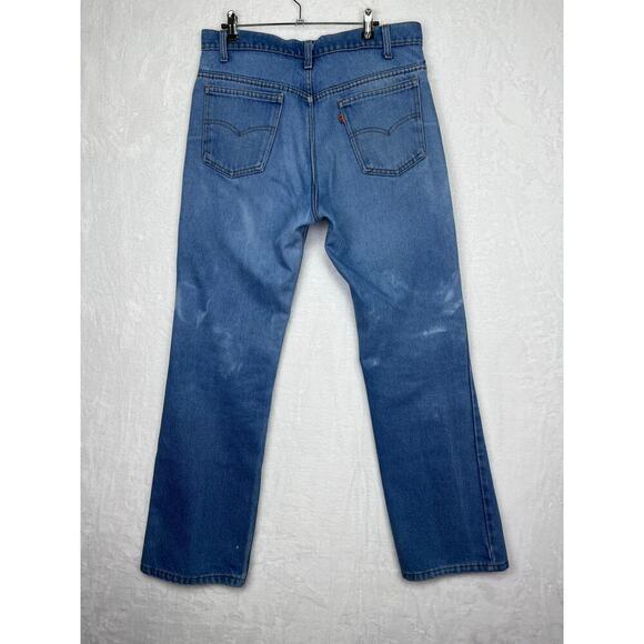 Vintage Levi’s Jeans 34x31 USA 516 Orange Tab Boot Cut Blue Distressed 80s - Picture 2 of 16